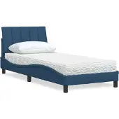 Syfax Bett mit Matratze "Hanko" Blau 90x200 cm Stoff