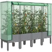 vidaXL Möbel Hochbeet mit Gewächshaus-Aufsatz Rattan-Optik 160x40x140 cm - Beete 4015863