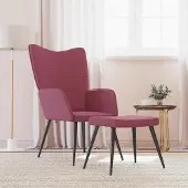 Prolenta Maison Exclusive - Relaxsessel mit Hocker Weinrot Stoff