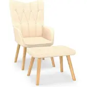 The Living Store Relaxsessel mit Hocker Creme Stoff