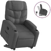 Syfax Relaxsessel mit Aufstehhilfe Dunkelgrau Stoff