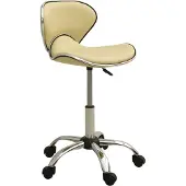 Syfax Bürostuhl Creme Kunstleder höhenverstellbar schwenkbar Rollen bis 110 kg 46,5x48,5x69,5-83,5 cm