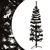 ZMH Künstlicher Halb-Weihnachtsbaum auf Ständer, Schlank und Schwarz, 150 cm