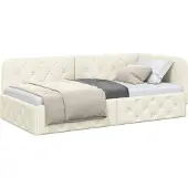 Syfax Eckbettgestell Creme 100 x 200 cm Samt