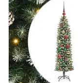 Syfax Künstlicher schlanker Weihnachtsbaum Grün und Weiß 120 cm