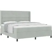 Syfax Boxspringbett mit Kopfteil Hellgrau 180 x 200 cm Samt