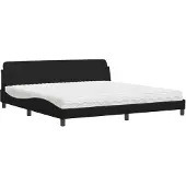 Syfax Bett mit Matratze "Dover" Schwarz 200x200 cm Kunstleder