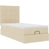 Syfax Ottoman-Bett mit Matratze Creme 100x200 cm Stoff