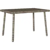 vidaXL Möbel Garten-Couchtisch Rechteckig Grau 60x40x37 cm Poly Rattan - Gartentische &21608
