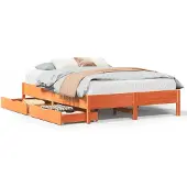 Syfax Massivholzbett ohne Matratze Wachsbraun 135x190 cm Kiefernholz