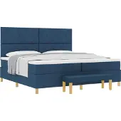 Syfax Boxspringbett mit Matratze mit Kopfteil Blau 200 x 200 cm Stoff