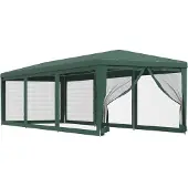 Syfax Partyzelt mit 8 Mesh-Seitenwänden Grün 3x9 m HDPE