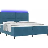 Syfax LED Boxspringbett mit Matratze Dunkelblau 200 x 200 cm Samt