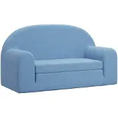 vidaXL Kinder-Schlafsofa 2-Sitzer Blau Weicher Plüsch