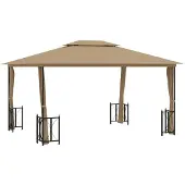 Syfax Pavillon mit Seitenwänden & Doppeldach 3x4 m Taupe