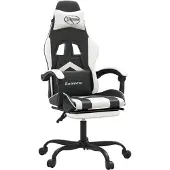 Syfax Gaming-Stuhl mit Fußstütze Drehbar Schwarz & Weiß Kunstleder