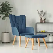 Prolenta Maison Exclusive - Relaxsessel mit Hocker Blau Stoff
