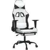 vidaXL Gaming-Stuhl mit Fußstütze Weiß und Schwarz Kunstleder