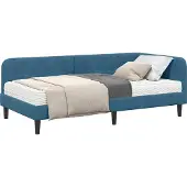 Syfax Eckbettgestell Blau 100 x 200 cm Samt