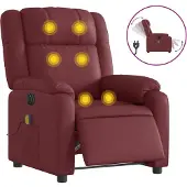 Syfax Massagesessel Elektrisch Weinrot Kunstleder