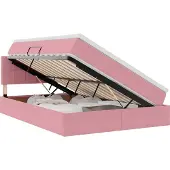 Syfax Aufbewahrungsbett mit Matratze Rosa 140 x 200 cm Samt