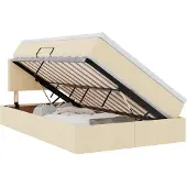 Syfax Aufbewahrungsbett mit Matratze Creme 120 x 200 cm Holzwerkstoff
