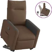 Syfax Relaxsessel mit Aufstehhilfe Braun Stoff