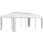The Living Store Pavillon mit Doppeldach 3 x 6 m Weiß