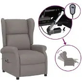 Syfax Ohrensessel mit Liegefunktion Elektrisch Taupe Stoff