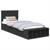 Syfax Bettrahmen mit Regal Schwarz 75 x 190 cm Holzwerkstoff
