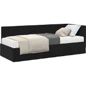 Syfax Eckbettgestell mit Matratze mit Kopfteil 2 pcs Schwarz Samt