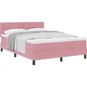 Syfax Boxspringbett mit Matratze mit Kopfteil Rosa 160 x 200 cm Samt