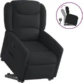 Syfax Relaxsessel mit Aufstehhilfe Schwarz Stoff