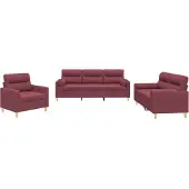 vidaXL 3-tlg. Sofagarnitur mit Kissen Weinrot Stoff
