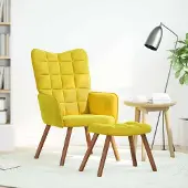 Prolenta Maison Exclusive - Relaxsessel mit Hocker Gelber Samt