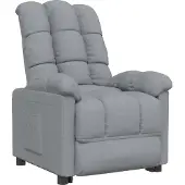 Syfax Relaxsessel Hellgrau Stoff 74 cm breit mit manueller Liegefunktion und verstellbarer Kopf- und Fußstütze