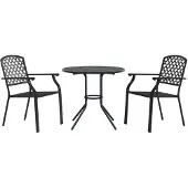 vidaXL Gartenstuhl-Set 3-tlg. Stapelbar Pulverbeschichteter Stahl