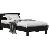 Syfax Bettrahmen Schwarz Eichen-Optik 75 x 190 cm Holzwerkstoff