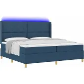 Syfax Boxspringbett mit Matratze mit LED Blau 200 x 200 cm Stoff