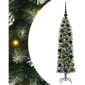 Syfax Künstlicher schlanker Weihnachtsbaum Grün und Weiß 120 cm
