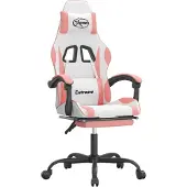 Syfax Gaming-Stuhl mit Fußstütze Drehbar Weiß & Rosa Kunstleder