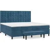 Syfax Boxspringbett mit Matratze Dunkelblau 200x200 cm Samt