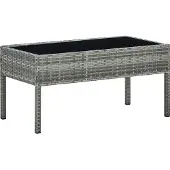ZMH Gartentisch Grau 75x40x37 cm Poly Rattan