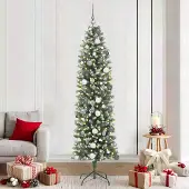 vidaXL Möbel Künstlicher schlanker Weihnachtsbaum Grün 210 cm - Weihnachtsgirlanden 3395304