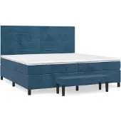 vidaXL Boxspringbett mit Matratze Dunkelblau 200x200 cm Samt