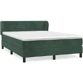 Syfax Boxspringbett mit Matratze Dunkelgrün 140x190 cm Samt