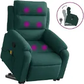 Syfax Massagesessel mit Aufstehhilfe Dunkelgrün Samt