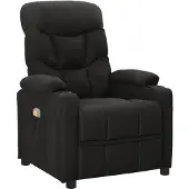 Syfax Massagesessel Schwarz Stoff mit Liegefunktion, Vibration, 6 Massagezonen und Fernbedienung, 73x104,5x93 cm