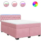 Syfax Boxspringbett mit Matratze Rosa 140x200 cm Samt