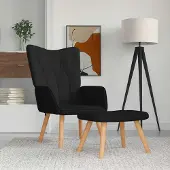Prolenta Maison Exclusive - Relaxsessel mit Hocker Schwarz Stoff